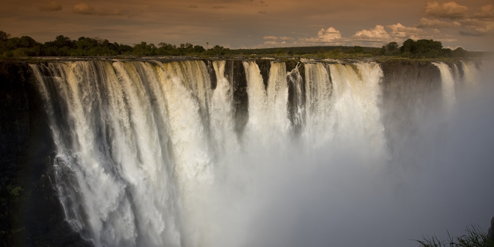 Victoria Falls at sunset